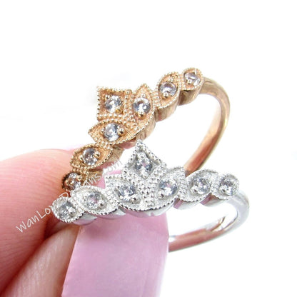 Women’s Vintage Style diamond Wedding Band, Floral Birthstone Wedding Band, Rose Gold Wedding Band, Gold Floral Ring, Birthstone Choice Ring