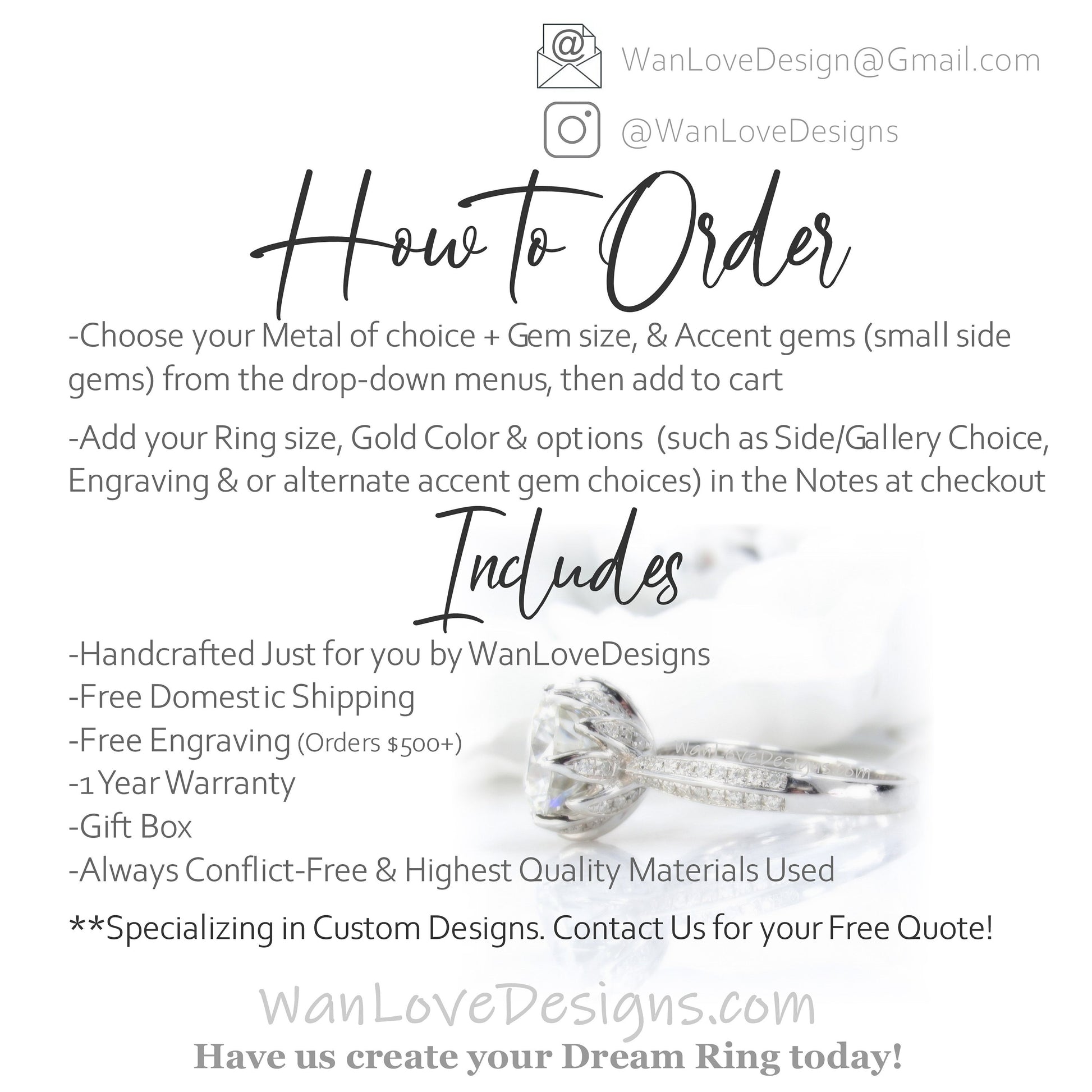 White Sapphire & Diamond Oval Leaf Milgrain Engraved Engagement Ring Set, Contoured Leaf Wedding Band, Custom,Wedding,Anniversary