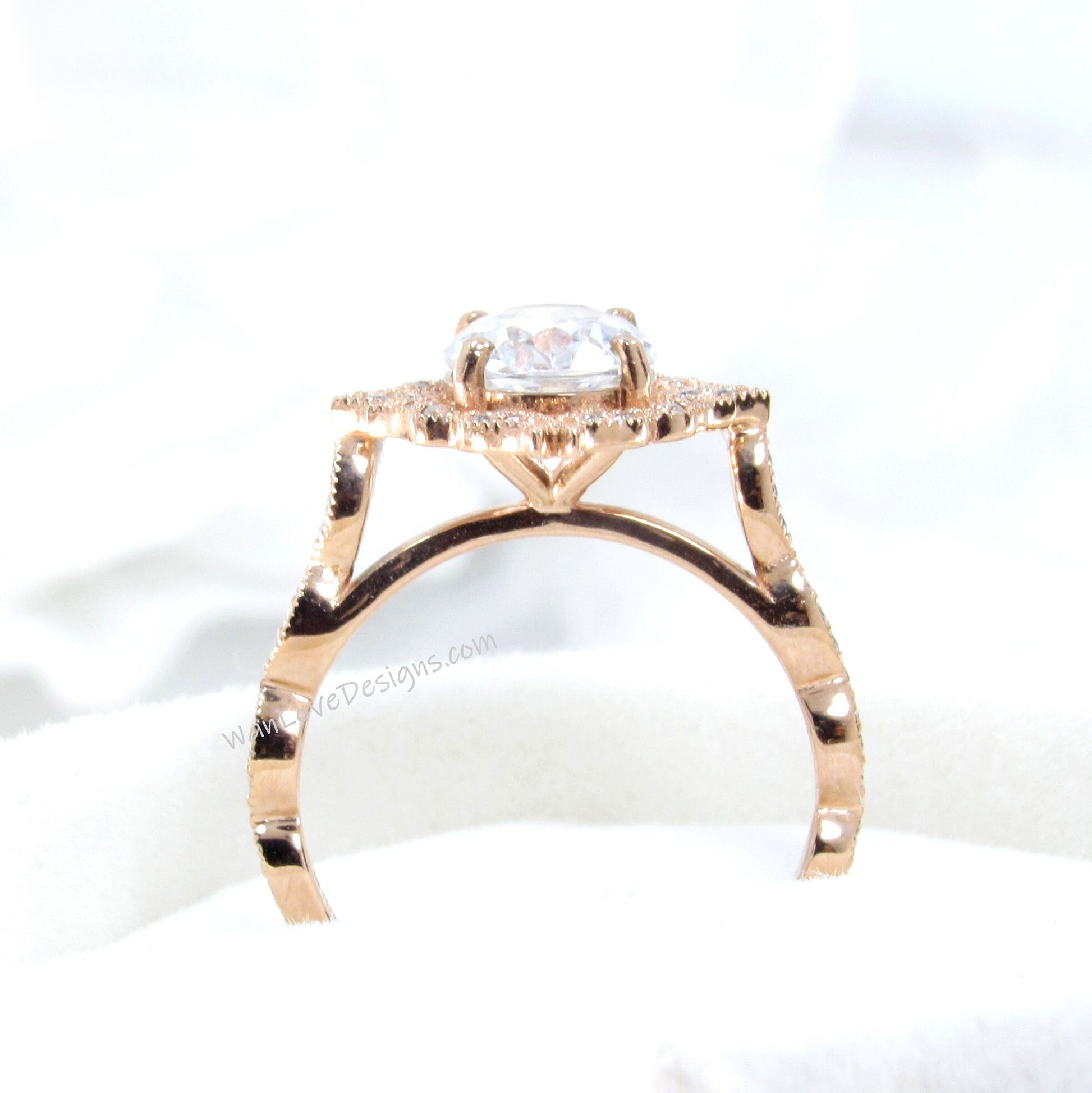 Vintage milgrain Oval Blue Moissanite Engagement ring Art Deco rose gold ring unique antique diamond halo wedding bridal ring Promise ring