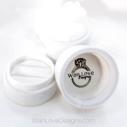 White Sapphire 3 Stone Engagement Ring, 14k 18k White Yellow Rose Gold-Platinum-Custom made-Wedding-Anniversary Ring-Round