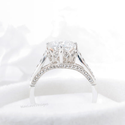 Vintage moissanite engagement ring round Art deco wedding ring diamond Vintage Filigree Ring engagement anniversary promise-Ready to ship