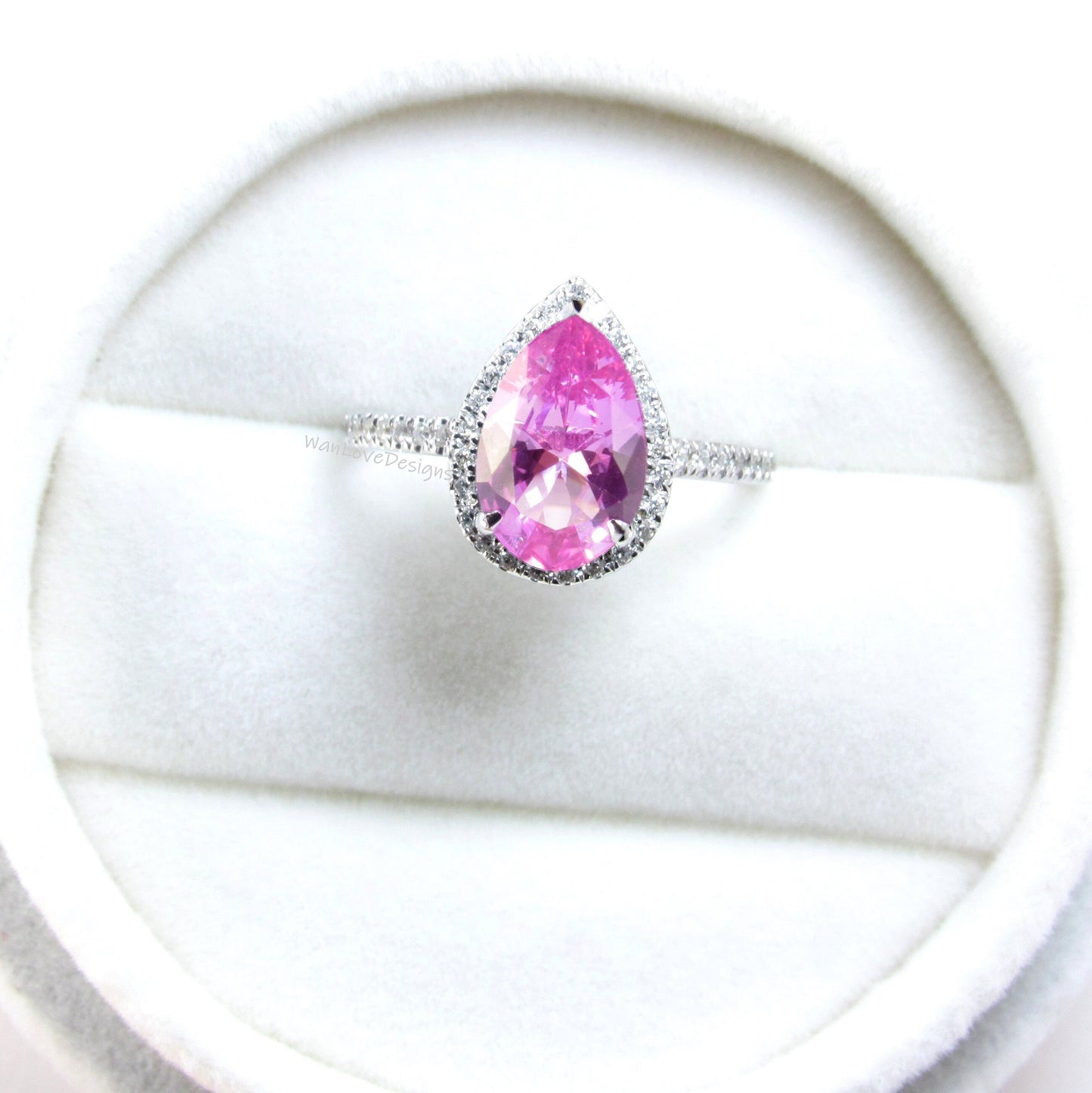 Vintage Pear shaped Pink Sapphire Engagement Ring, Pear Cut 14k Rose Gold Diamond Halo Ring, Wedding Ring Anniversary Ring Proposal Ring.