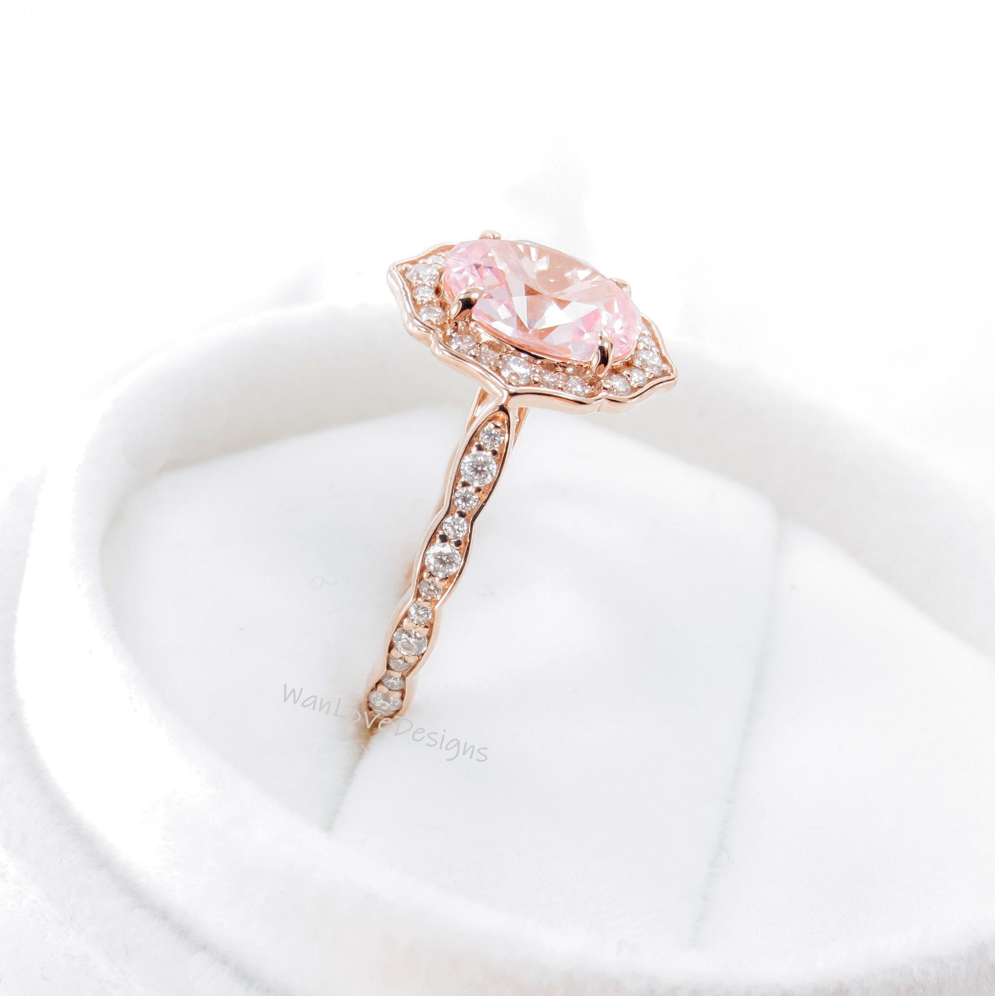 Vintage Oval Shaped Moissanite Engagement ring Art Deco rose gold ring unique antique diamond halo wedding bridal ring Promise ring for her