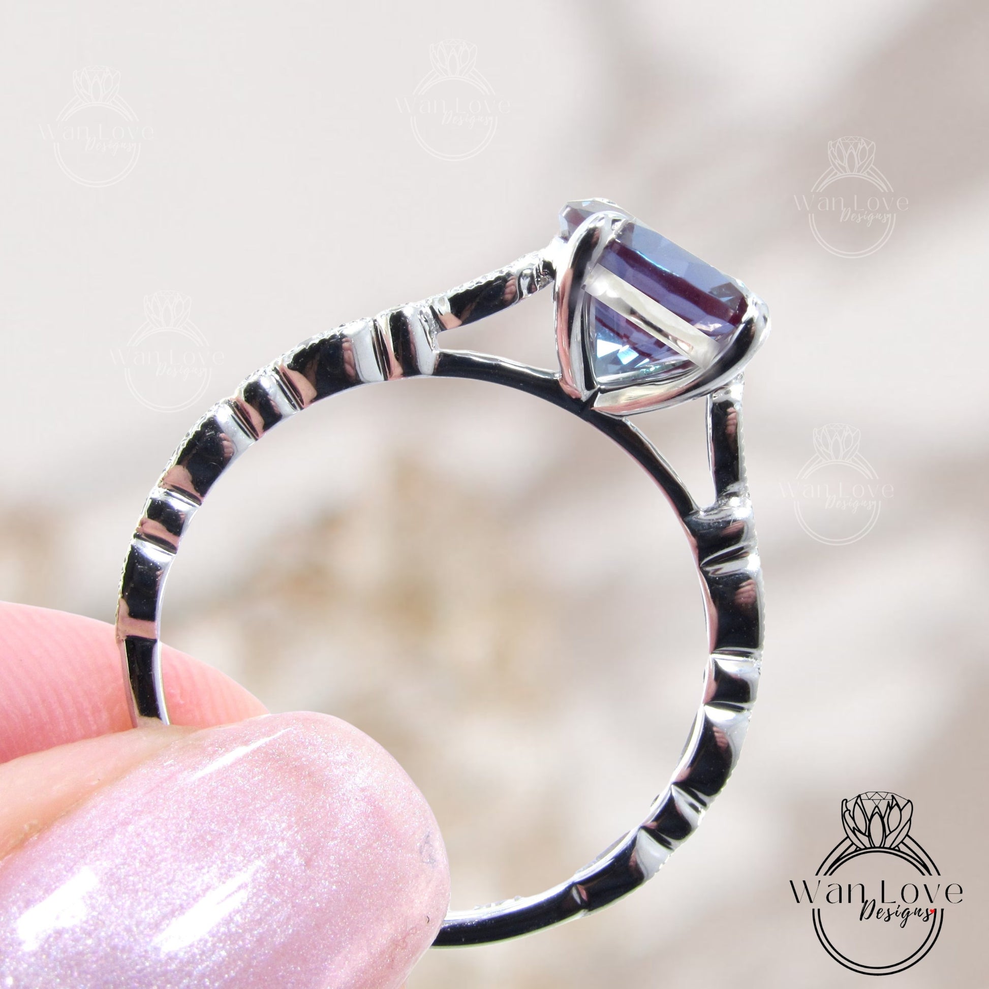 Vintage Oval cut Alexandrite engagement ring Rose gold ring Art deco Diamond Milgrain antique wedding Bridal Anniversary ring promise ring