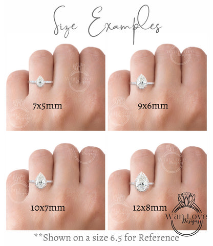 Vintage Pear shaped Moissanite Engagement Ring, Pear Cut 14k White Gold Diamond Halo Ring, Wedding Ring Anniversary Ring Proposal Ring.