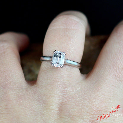 White Sapphire Elongated Cushion Cut Solitaire engagement ring solitaire ring simple dainty minimalist bridal anniversary ring Ready